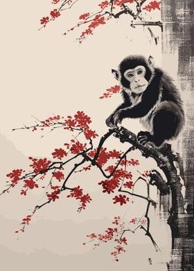 Monkey Japanese Painting