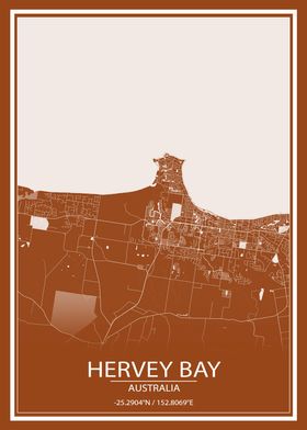 Hervey Bay AUS Brown Map