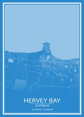 Hervey Bay AUS Blue Map