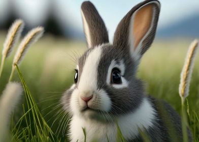 Rabbit Cub In The Grass