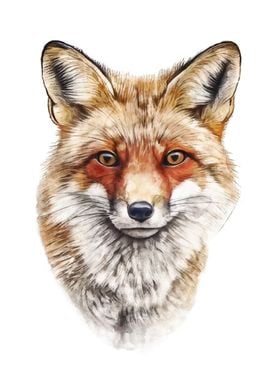 Red Fox Watercolor Art