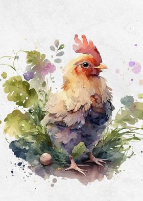 Watercolor Animal Chicken