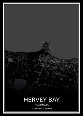 Hervey Bay AUS Black Map