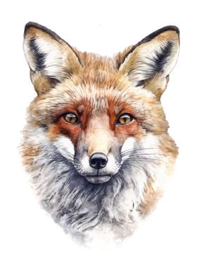 Red Fox Watercolor Art