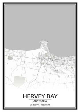 Hervey Bay AUS White Map