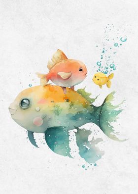 Watercolor Animal Fish