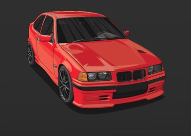 BMW E36 Compact 328i Red