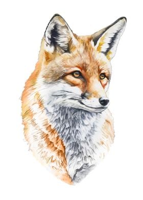 Red Fox Watercolor Art