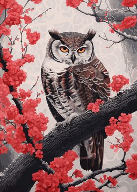 Owl Japanese Painting