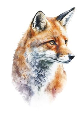 Red Fox Watercolor Art