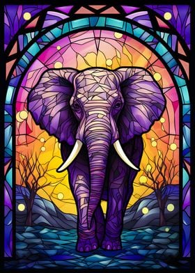 Abstract Elephant Stained