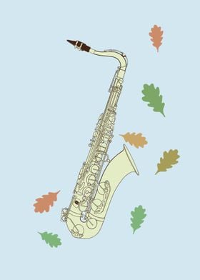 Saxophone with Oak Leaves