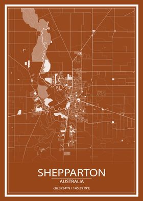 Shepparton AUS Brown Map