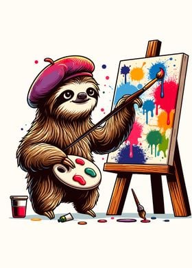 Sloth Painter Abstract Art