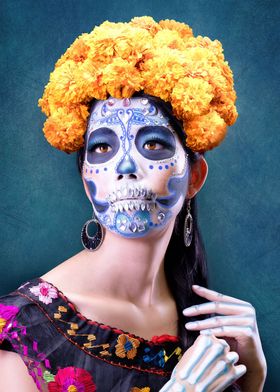 La Catrina in blue colors