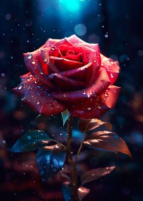 Rainy Red Rose flower