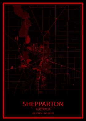 Shepparton AU Red City Map