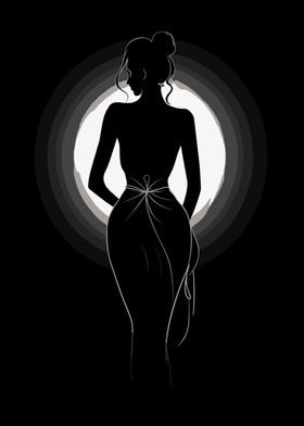 Woman back body line art