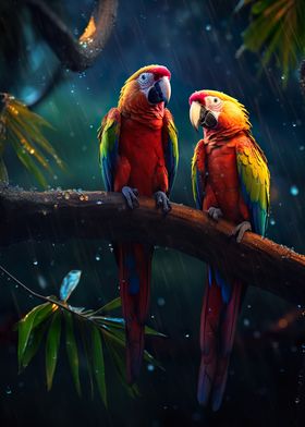 Epic Rainy Parrots