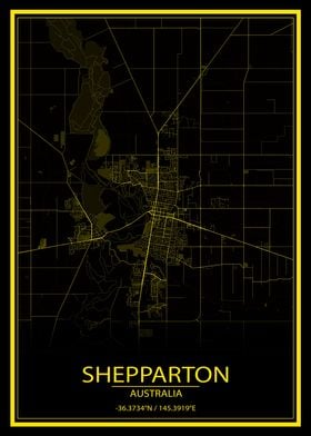 Shepparton AUS Yellow Map