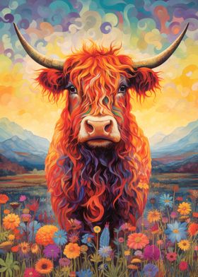 Floral Highland Cow