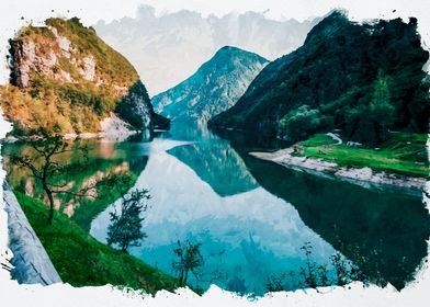 Lake and Mountains of Ital