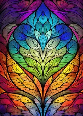 Stained GlassRainbow Leaf