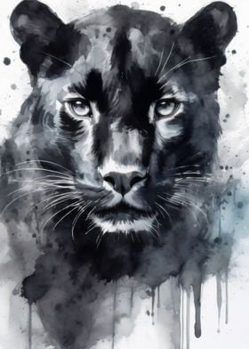 Watercolor Painted Panther