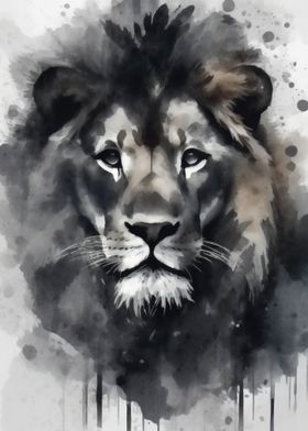 Watercolor Painted Lion