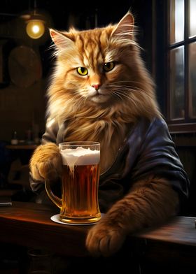 Funny Cat on Tavern Table