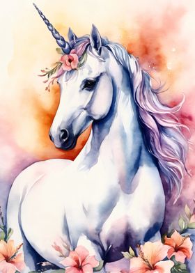 Unicorn with flowers