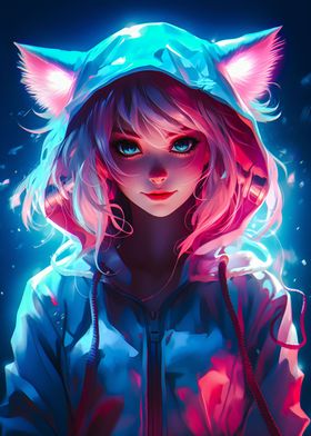 Cute Cat Girls Neon