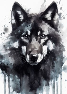 Watercolor Painted Wolf