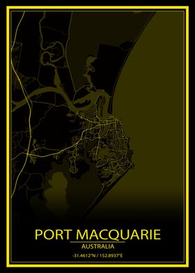 Port Macquarie Yellow Map