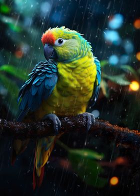 Epic Rainy Parakeet