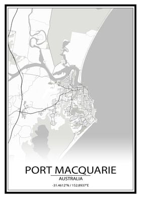 Port Macquarie White Map