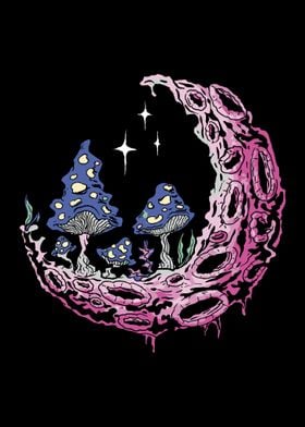 Trippy Moon and Mushrooms 