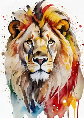 Watercolor Painted Lion