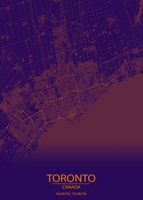 Toronto Canada Purple Map