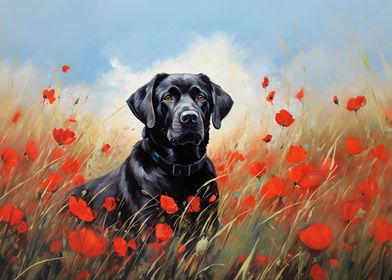 Labrador in poppies