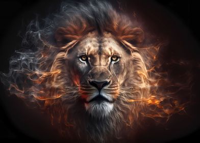 Lion made by fire