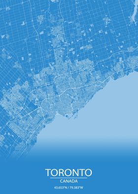 Toronto Canada Blue Map