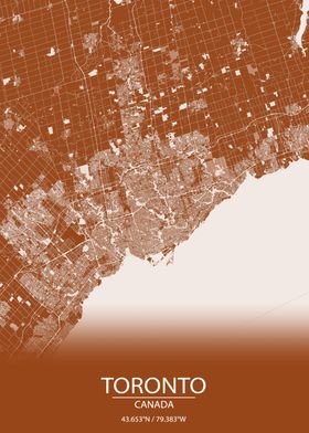 Toronto Canada Brown Map