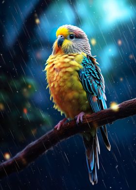 Epic Rainy Budgie Bird