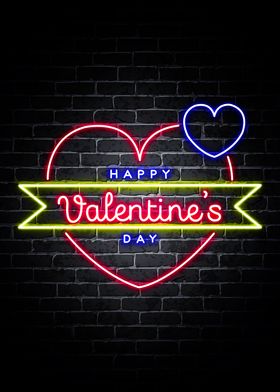 Happy Valentine Neon Quote