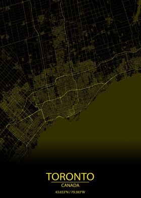 Toronto Canada Yellow Map