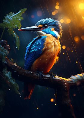 Epic Rainy Kingfisher