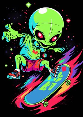 Green Alien Skateboard