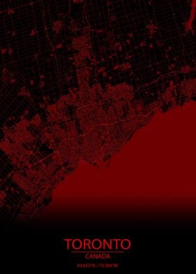 Toronto Canada Red Map