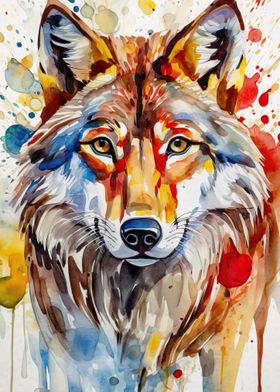 Watercolor Painted Wolf